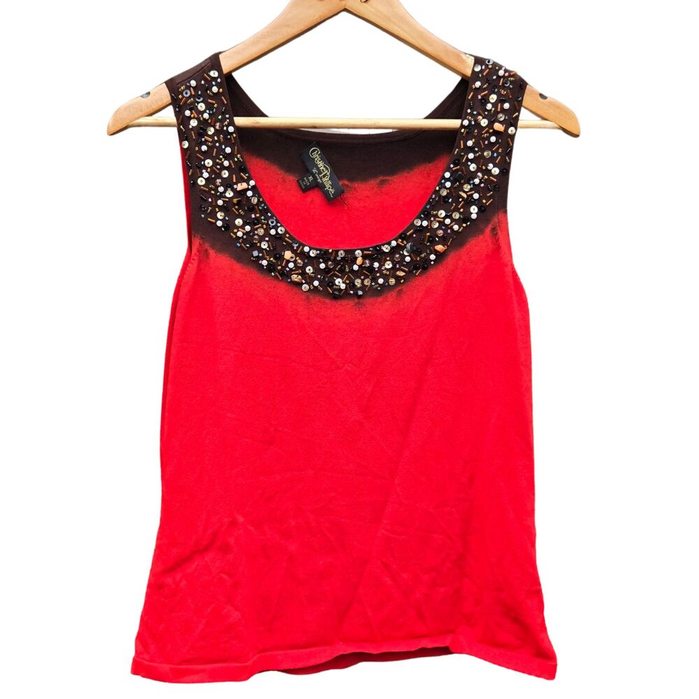 Vintage Y2K Beaded Ombre Retro Boho Earthy It Girl Indie Festival Tank Top